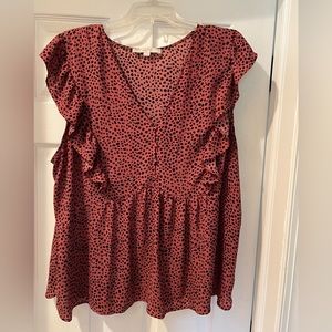 Loft leopard print blouse with button detail XXL